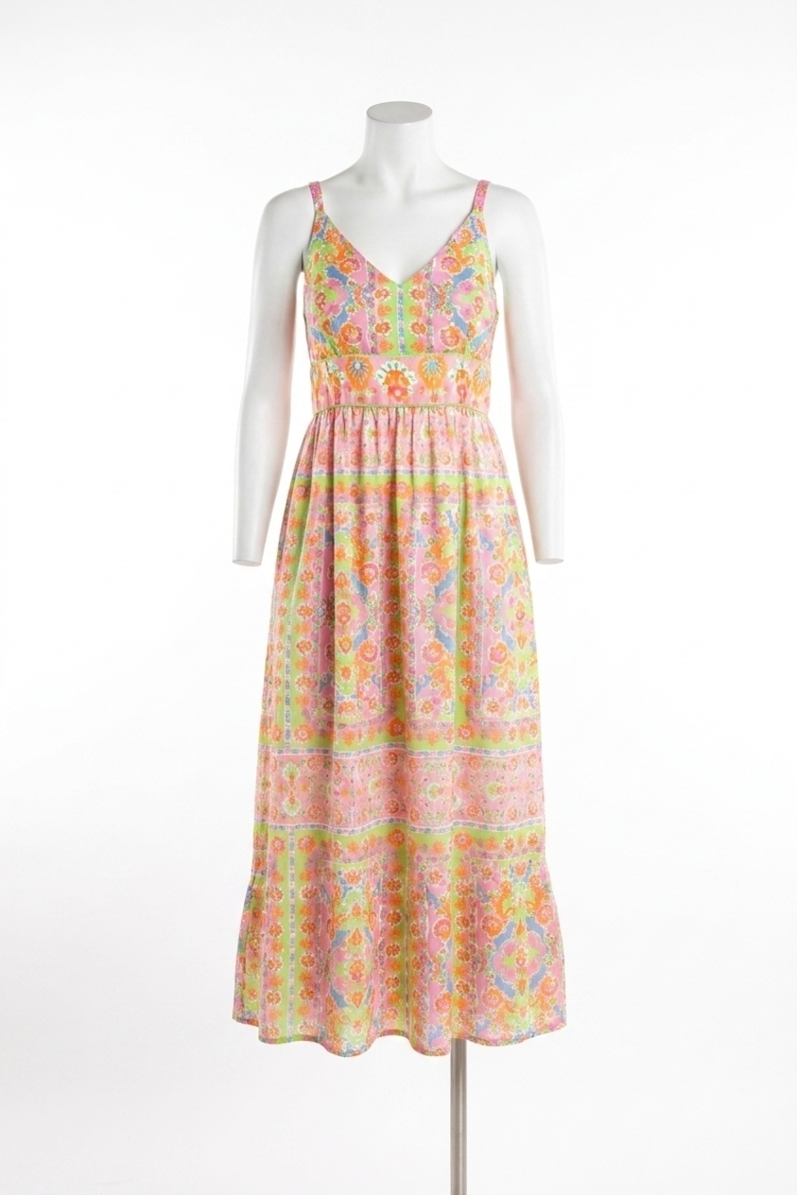 NEW GRETCHEN SCOTT fiesta time maxi dress in pink/lime
